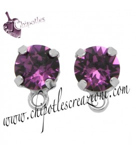 Base Orecchini a Perno con Swarovski SS39 Amethyst