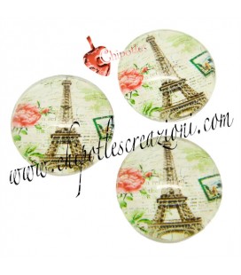 Cabochon Tondo con Torre Eiffel 16 mm Vetro