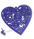 Ciondolo Cuore Legno Intagliato 45x44 mm Viola