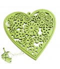 Ciondolo Cuore Legno Intagliato 45x44 mm Verde