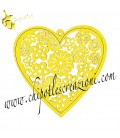 Ciondolo Cuore Legno Intagliato 45x44 mm Giallo