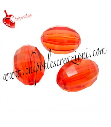 Perla Oliva Sfaccettata 14x10 mm Rosso Arancio