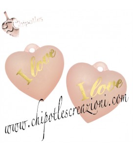 Ciondolo Cuore I love 33x31 mm Rosa Resina