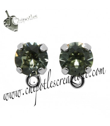 Base Orecchini a Perno con Swarovski Black Diamond SS39