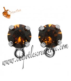 Base Orecchini a Perno con Chaton Smoked Topaz SS39