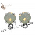 Base Orecchini a Perno con Chaton SW Light Grey Opal SS39