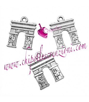 Ciondolo Arco di Trionfo Parigi 18x14 mm color Argento Antico