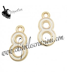 Ciondolo Numero Otto Infinito Smaltato 15x8 mm color Oro