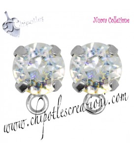 Base Orecchini a Perno con Chaton SW Crystal White Patina SS39