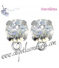 Base Orecchini a Perno con Chaton SW Crystal White Patina SS39