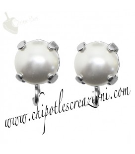 Base Orecchini a Perno con Perla Swarovski 8 mm White Pearl