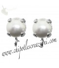 Base Orecchini a Perno con Perla SW 8 mm Crystal White Pearl