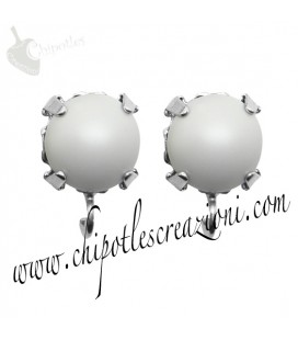 Base Orecchini a Perno con Perla Swarovski 8 mm Crystal Pastel Grey