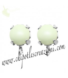 Base Orecchini a Perno con Perla SW 8 mm Pastel Green Pearl