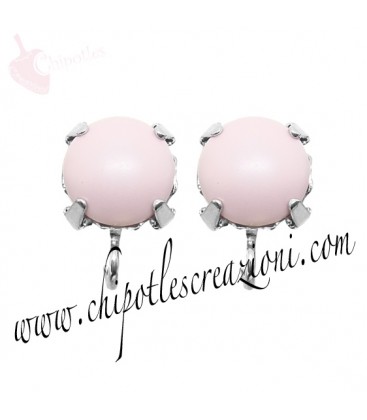 Base Orecchini a Perno con Perla Swarovski 8 mm Pastel Rose Pearl