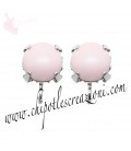 Base Orecchini a Perno con Perla Swarovski 8 mm Pastel Rose Pearl