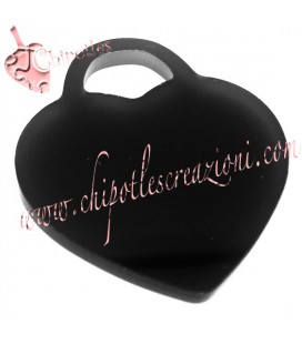 Ciondolo Cuore Senza Scritta 34x30 mm Plexiglass Nero