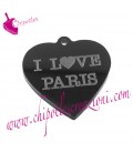 Ciondolo Cuore I love Paris 30x29 mm Plexiglass Nero