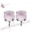 Base Orecchini a Perno con Chaton SW Crystal Powder Rose SS39