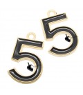 Charm Ciondolo N° 5 - Numero Cinque Smaltato 14x22 mm Nero