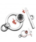 Barretta Chiusura a T 23 mm con Castone per Chaton Swarovski SS39 colore Argento Antico