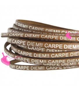 Cordoncino Pelle 5 mm con scritta Carpe Diem Marrone (50 cm)