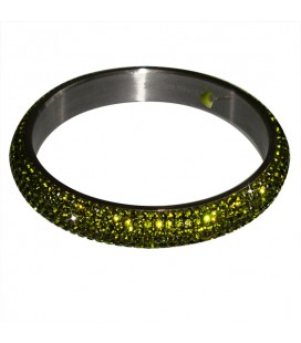 Bracciale Bangle con 7 file Strass Verde Oliva