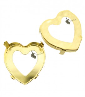 Castone con 4 Fori per Cuore Swarovski® 4827 28 mm Fondo Aperto colore Oro