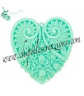 Ciondolo Cuore Resina Intagliato 50x45 mm colore Verde Menta