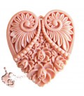 Ciondolo Cuore Resina Intagliato 50x45 mm colore Rosa