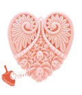 Ciondolo Cuore Resina Intagliato 50x45 mm colore Rosa Chiaro