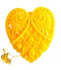 Ciondolo Cuore Resina Intagliato 50x45 mm colore Giallo