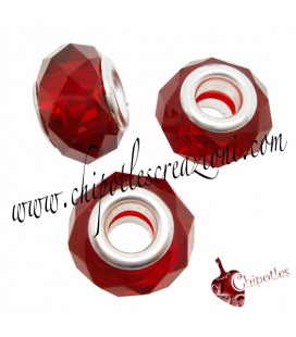 Perla Rondella Foro Largo 14x9 mm Mezzo Cristallo colore Rosso