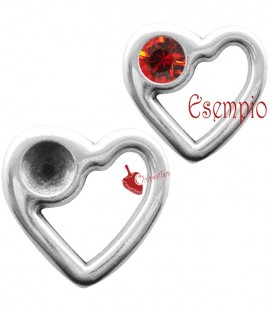 Ciondolo Cuore 26x28 mm con Castone per Chaton 1088 SS39 colore Argento Antico