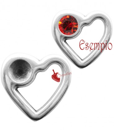 Ciondolo Cuore 26x28 mm con Castone per Chaton Swarovski 1088 SS39 colore Argento Antico