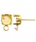 Perni per Orecchini con Castone 8 mm per Chaton SS39 Anello Piatto colore Oro