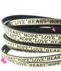 Cordoncino Pelle 5 mm con scritta LOVE HEART HOPE colore Oro Metal (50 cm)