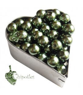Perle 8 mm Vetro Cerato colore Verde Scuro (100 pezzi)