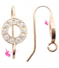 Monachelle per Orecchini con Cerchio Strass 8 mm Argento 925 Oro Rosa