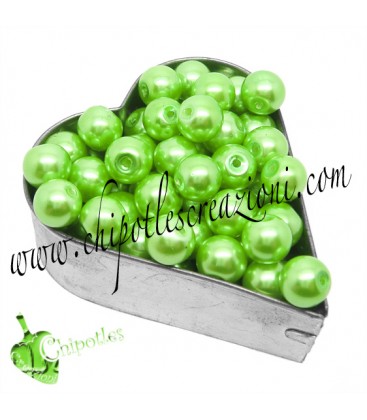 Perle 8 mm Vetro Cerato colore Verde Acceso (100 pezzi)