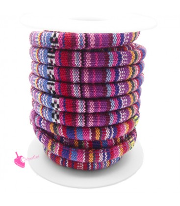 Cordoncino Tondo Etnico 6,5 mm Multicolor Rosa