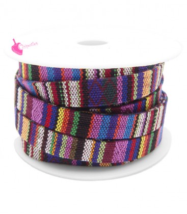 Cordoncino Piatto Etnico 10 mm Multicolor Viola