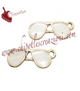 Ciondolo Occhiali Smaltati 18x7 mm Bianchi