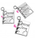 Ciondolo Libro "Secret Love" 19x15 mm color Argento Antico