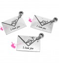 Ciondolo Busta da Lettere con scritta "I love you" 24x17mm