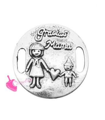 Charm Connettore Mamma e Figlio con scritta "Gracias Mama" 26 mm