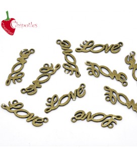 Ciondolo Scritta Love 33x10 mm colore Bronzo Antico