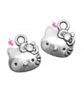 Ciondolo Gatto Kitty 12,5x11 mm color Argento Antico