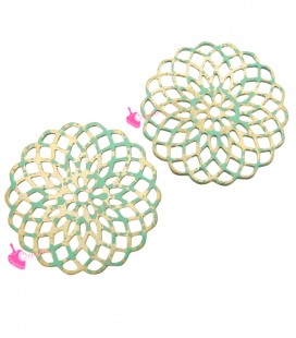 Filigrana Tonda 19 mm Oro Opaco e Turchese (2 pezzi)