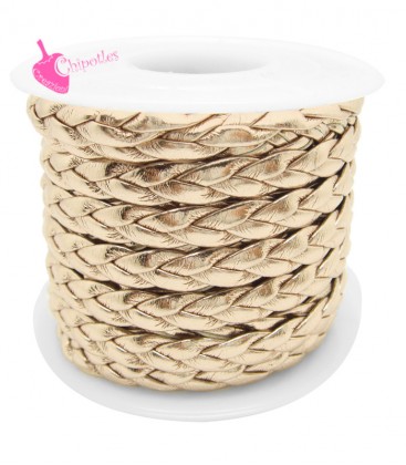 Cordoncino Treccia Ecopelle 6 mm Oro Rosa (1 metro)